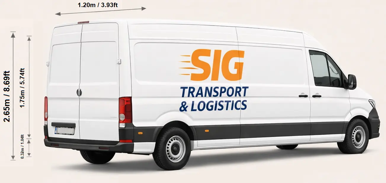 XLWB van dimension side